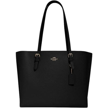 Large Black Zip-Top Tote Bag – 18" Work Shoulder Bag with Red Lining