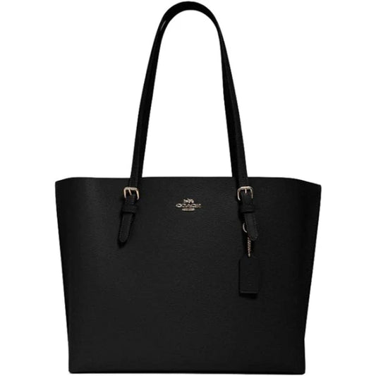 Large Black Zip-Top Tote Bag – 18" Work Shoulder Bag with Red Lining