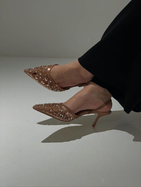 Pearl Sequin Heels