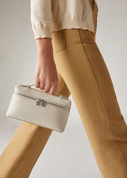 Mini Vanity Box Crossbody – Pebbled Leather, Top Handle & Detachable Strap