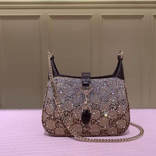 Luxe Crystal Monogram Shoulder Bag