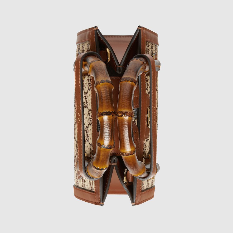 Luxury Monogram Bamboo Handle Bag – Structured Canvas Design