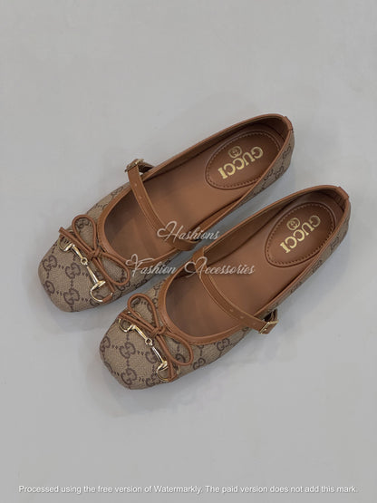Elegant Square Toe Mary Jane Ballerina Flats with Horsebit Detail – Premium Women's Comfort Pumps