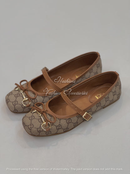 Elegant Square Toe Mary Jane Ballerina Flats with Horsebit Detail – Premium Women's Comfort Pumps