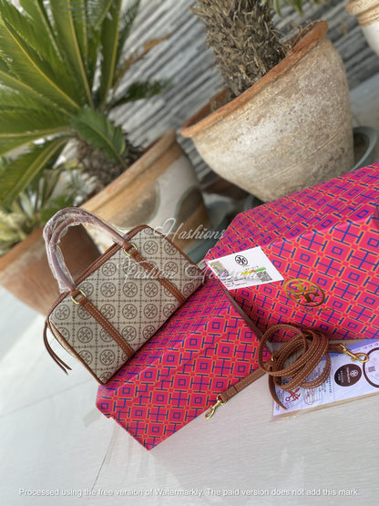 Mini Boston Monogram Barrel Bag – Top-Handle Crossbody (Detachable Strap)