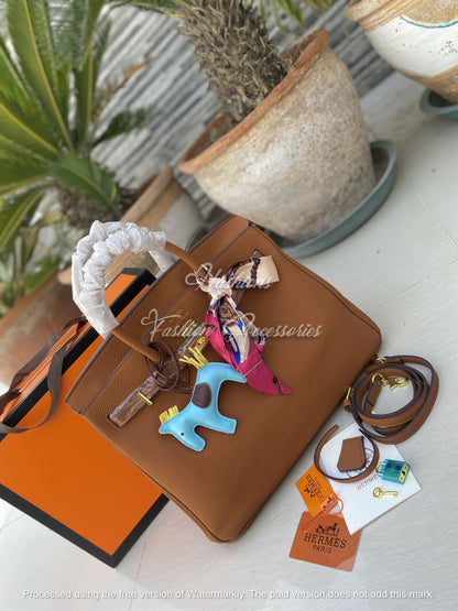 Luxury 35cm Togo Leather Structured Top-Handle Tote Bag (With Strap & Lock Set)