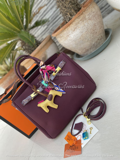 Luxury 35cm Togo Leather Structured Top-Handle Tote Bag (With Strap & Lock Set)