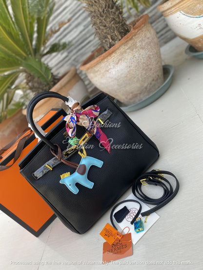 Luxury 35cm Togo Leather Structured Top-Handle Tote Bag (With Strap & Lock Set)