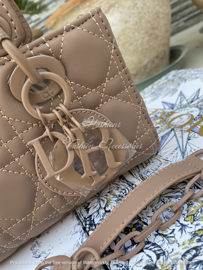 Quilted Micro Top-Handle Bag – Mini Rectangle Tote with Crossbody Strap (Black & Taupe)