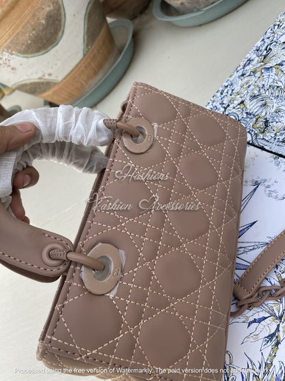 Quilted Micro Top-Handle Bag – Mini Rectangle Tote with Crossbody Strap (Black & Taupe)