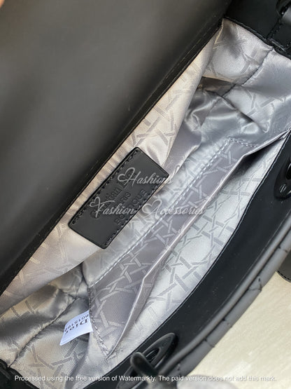 Quilted Micro Top-Handle Bag – Mini Rectangle Tote with Crossbody Strap (Black & Taupe)