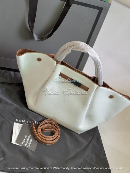 Winged Pebble Leather Tote - Versatile Medium Top-Handle Bag