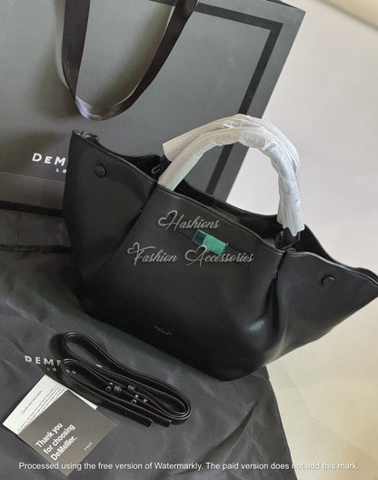 Winged Pebble Leather Tote - Versatile Medium Top-Handle Bag