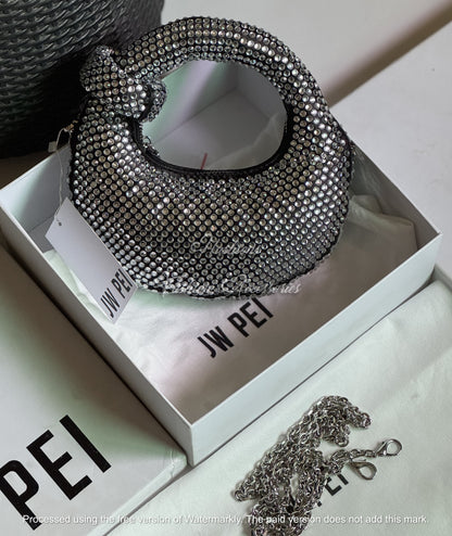 Rhinestone Knot Top Handle Mini Bag - Sparkly Crystal Evening Clutch