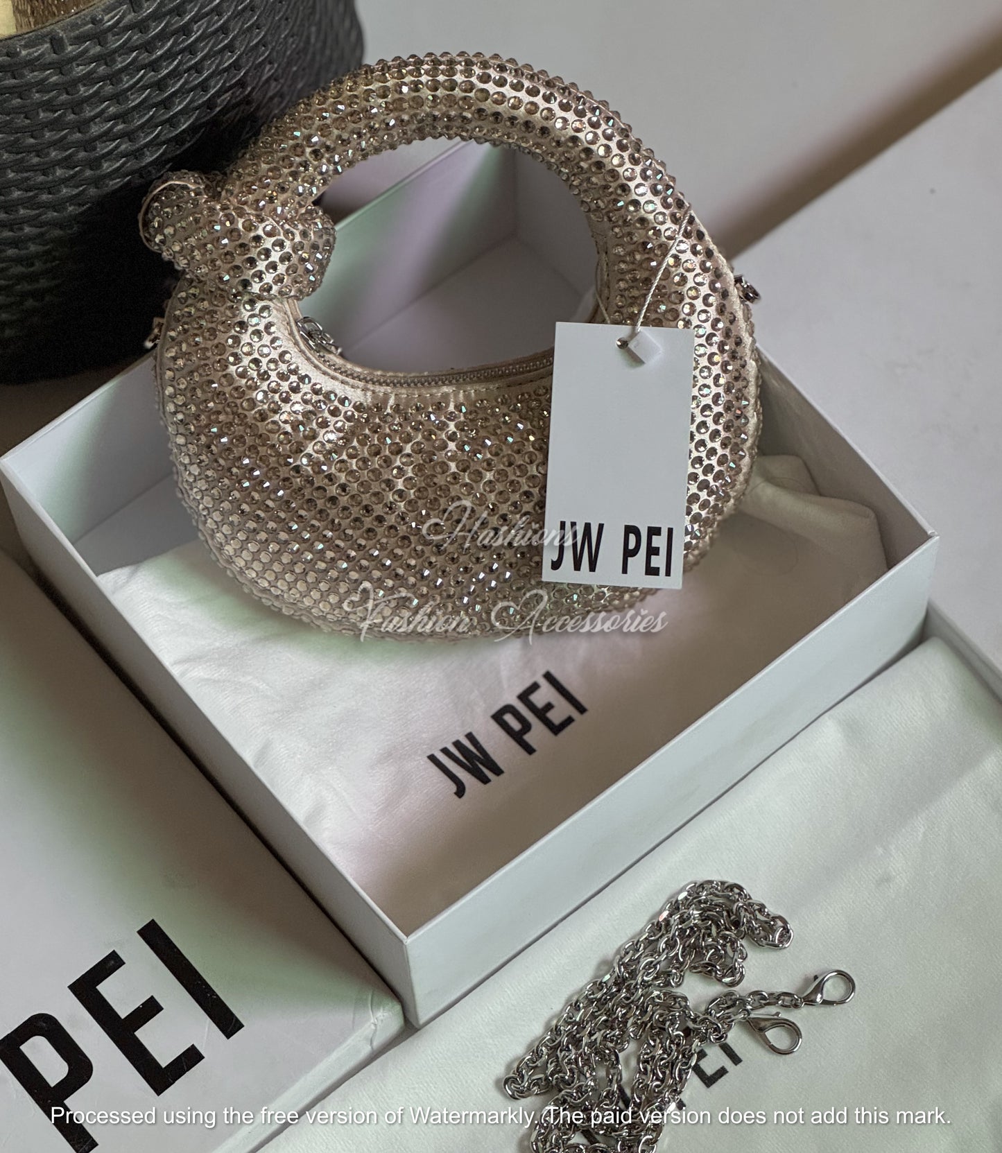 Rhinestone Knot Top Handle Mini Bag - Sparkly Crystal Evening Clutch