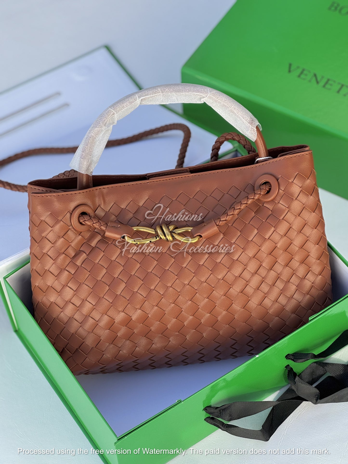 Hand-Woven Leather Knot Tote Bag