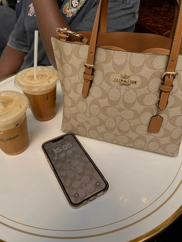 Monogram Leather Tote Bag – Signature Print Shoulder Bag