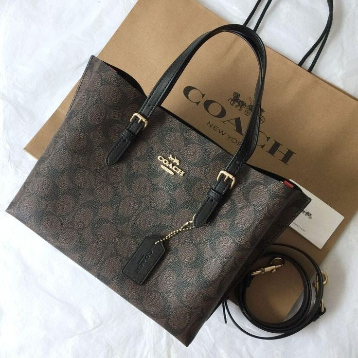 Monogram Leather Tote Bag – Signature Print Shoulder Bag