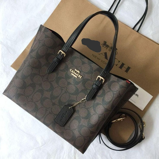 Monogram Leather Tote Bag – Signature Print Shoulder Bag