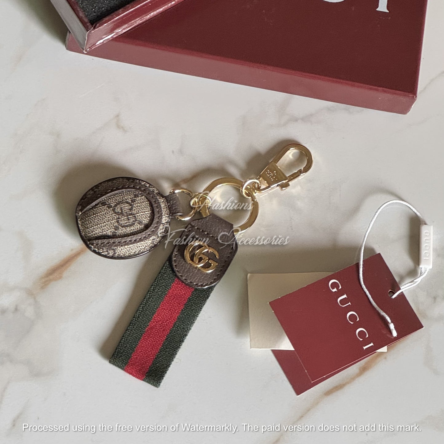 Web Stripe Monogram Keychain/Bag Charm