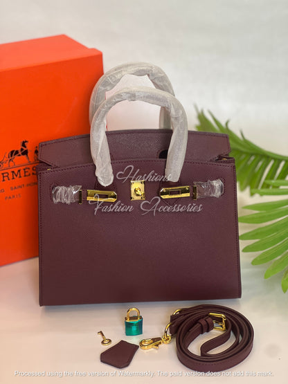 Mini 25cm Top-Handle Tote – Structured Satchel with Crossbody Strap & Gold Hardware