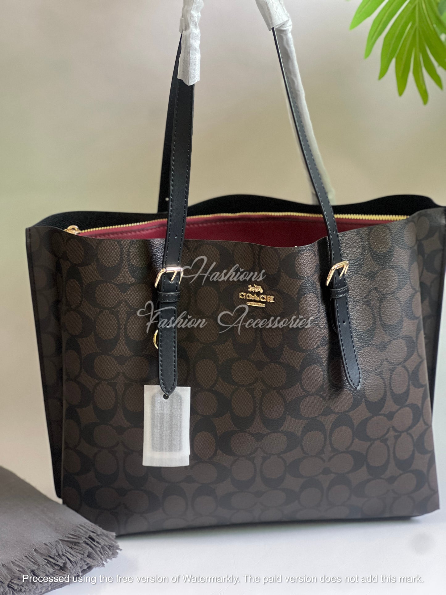 Large Monogram Zip-Top Tote – 18" Shoulder Bag with Pockets (4 Colors)