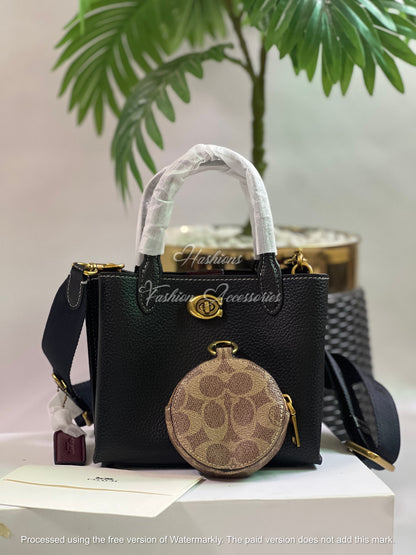 Mini Top-Handle Satchel in Black – Pebble-Texture, Turn-Lock, Detachable Crossbody