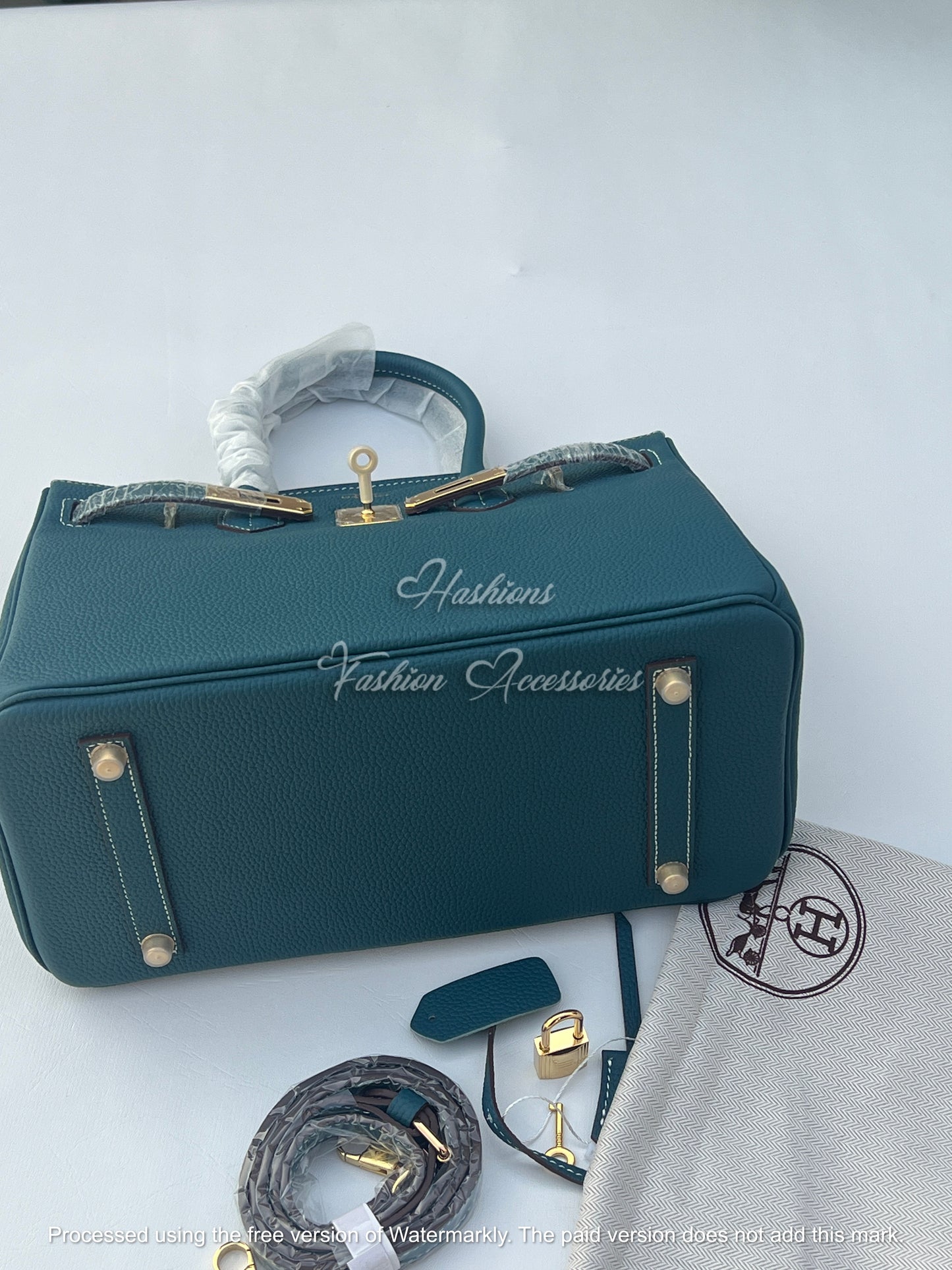 Women’s 30cm Structured Top Handle Bag – Genuine Togo Leather with Gold Hardware