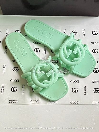 Women’s Jelly Logo Slides – Lightweight Summer Flat Sandals