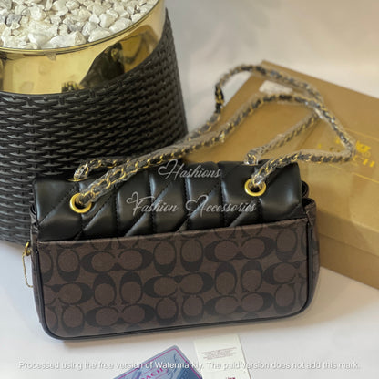 Quilted Chain Shoulder Bag in Signature Canvas – 2 Colors