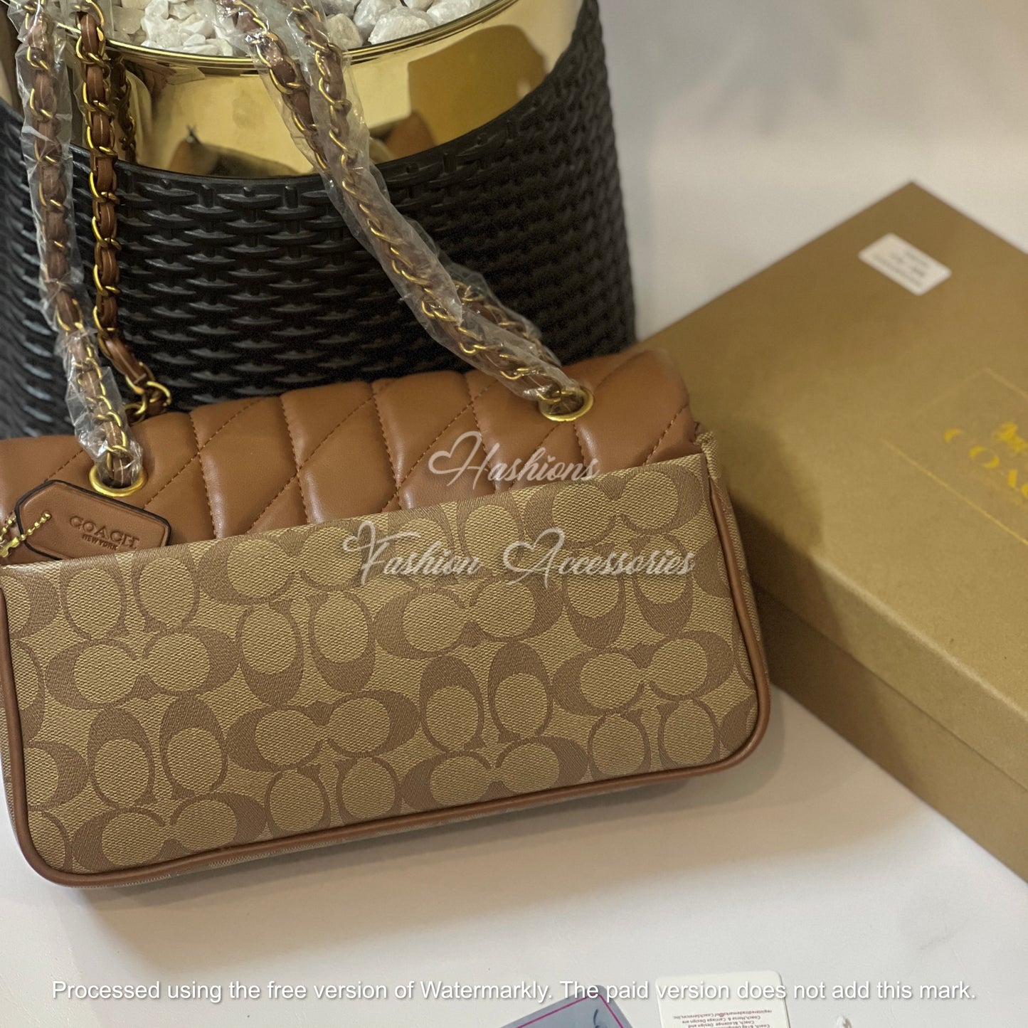 Quilted Chain Shoulder Bag in Signature Canvas – 2 Colors