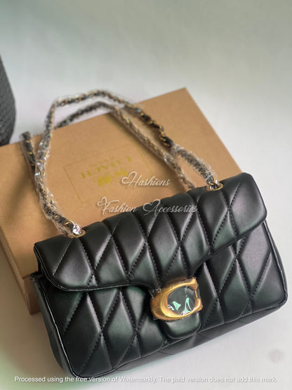 Quilted Chain Flap Shoulder Bag – Convertible Crossbody (Black, Ivory, Taupe)