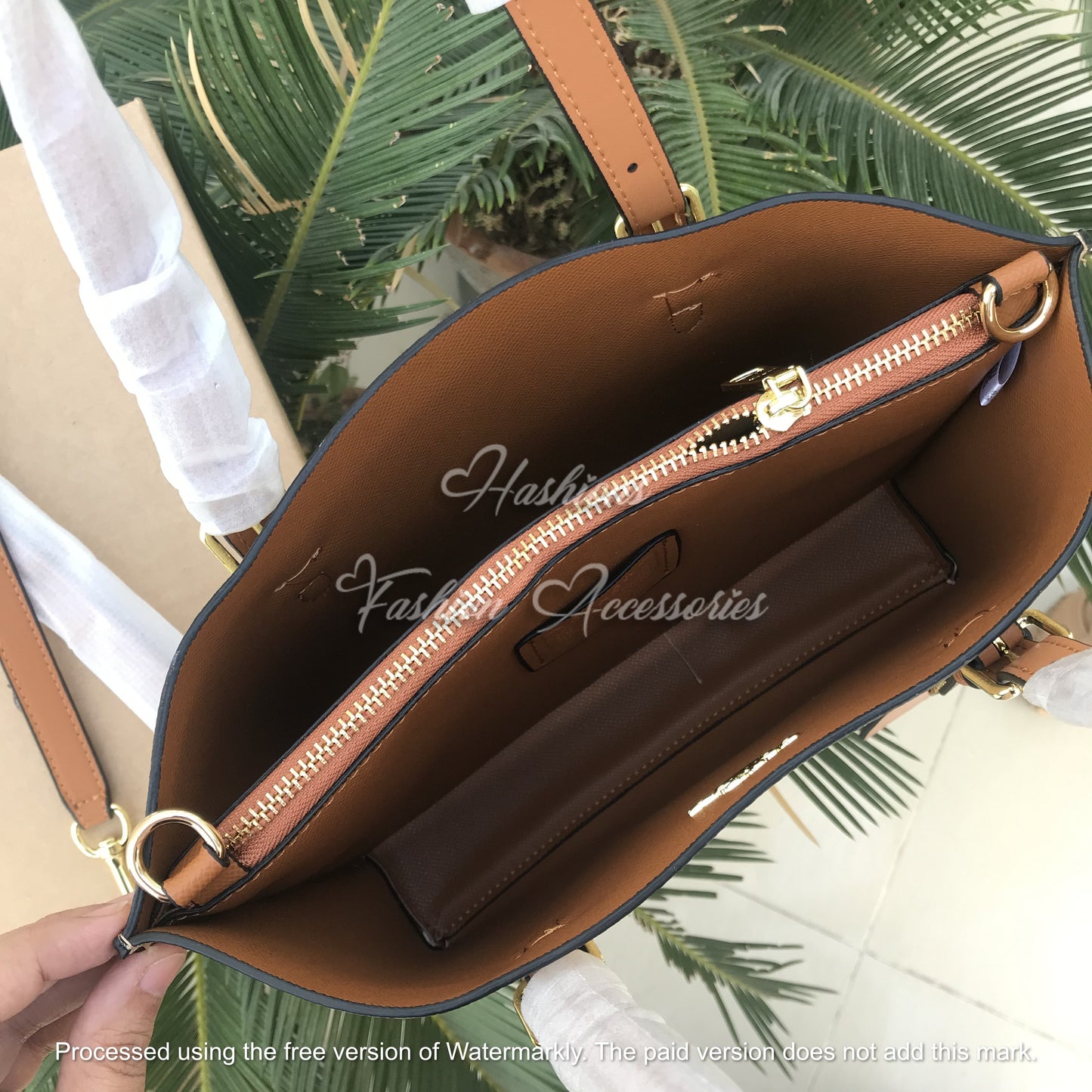 Monogram Leather Tote Bag – Signature Print Shoulder Bag