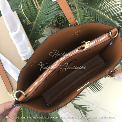 Monogram Leather Tote Bag – Signature Print Shoulder Bag