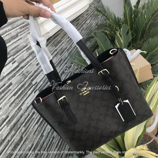 Monogram Leather Tote Bag – Signature Print Shoulder Bag