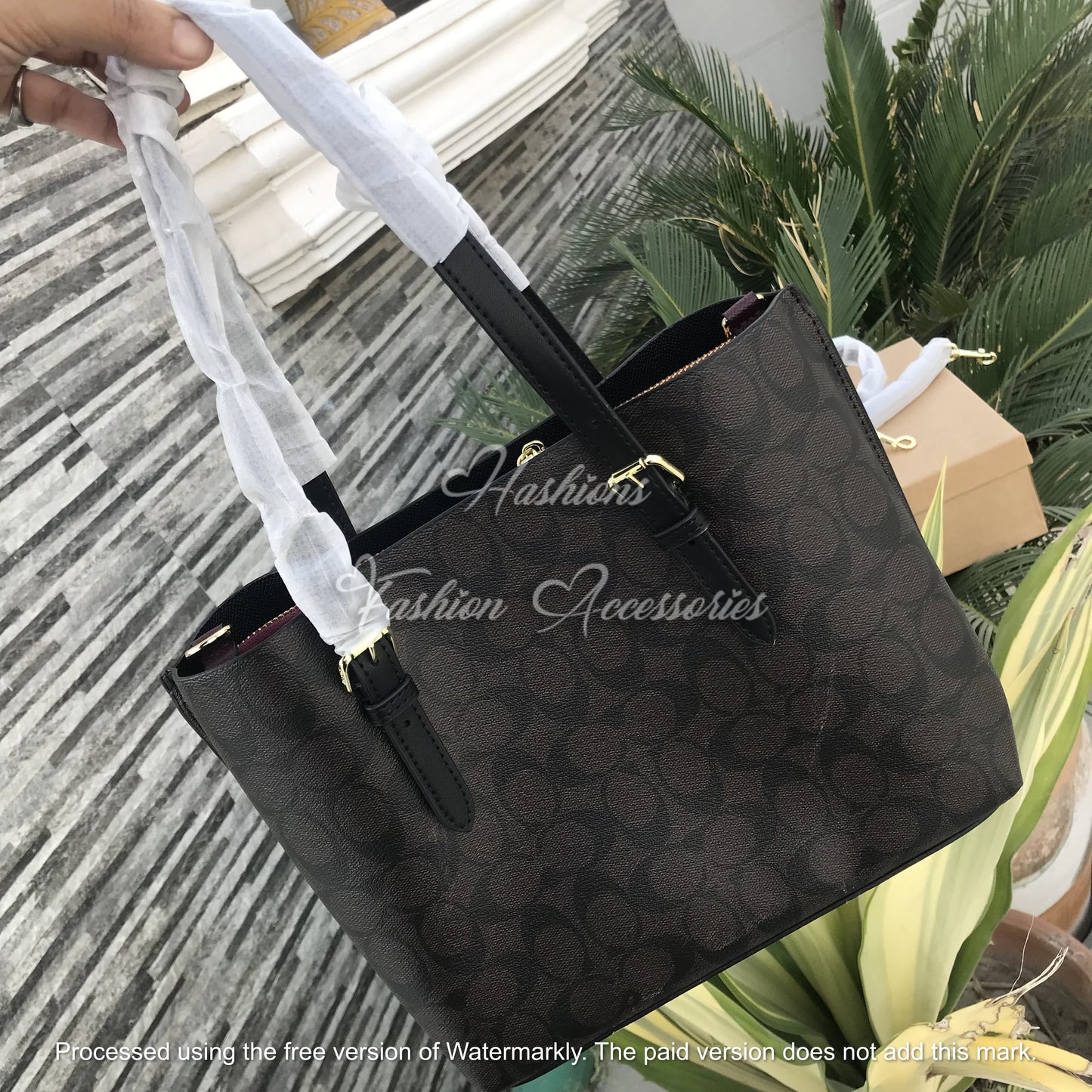 Monogram Leather Tote Bag – Signature Print Shoulder Bag