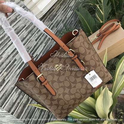 Monogram Leather Tote Bag – Signature Print Shoulder Bag