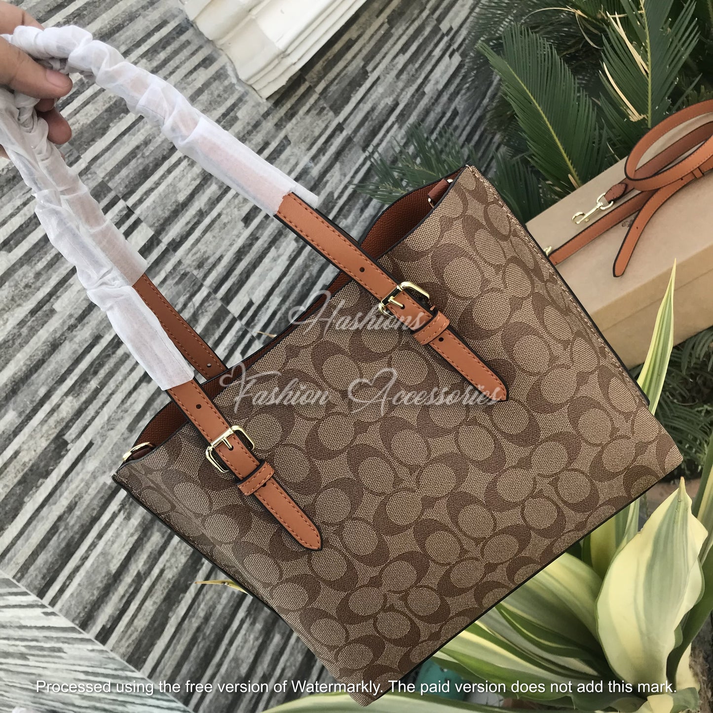 Monogram Leather Tote Bag – Signature Print Shoulder Bag