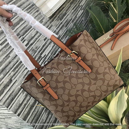 Monogram Leather Tote Bag – Signature Print Shoulder Bag