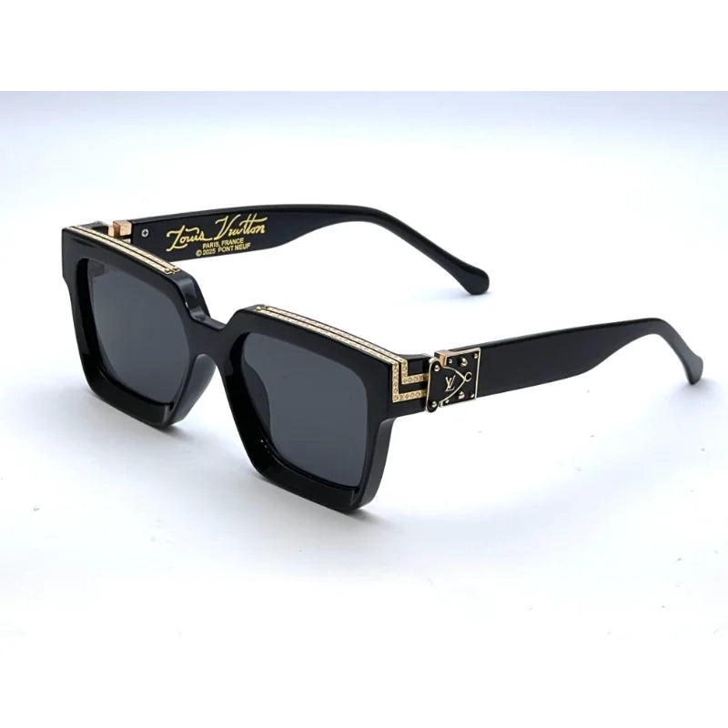 Bold Square Luxury Sunglasses – Gold Accent UV400 Shades for Men & Women