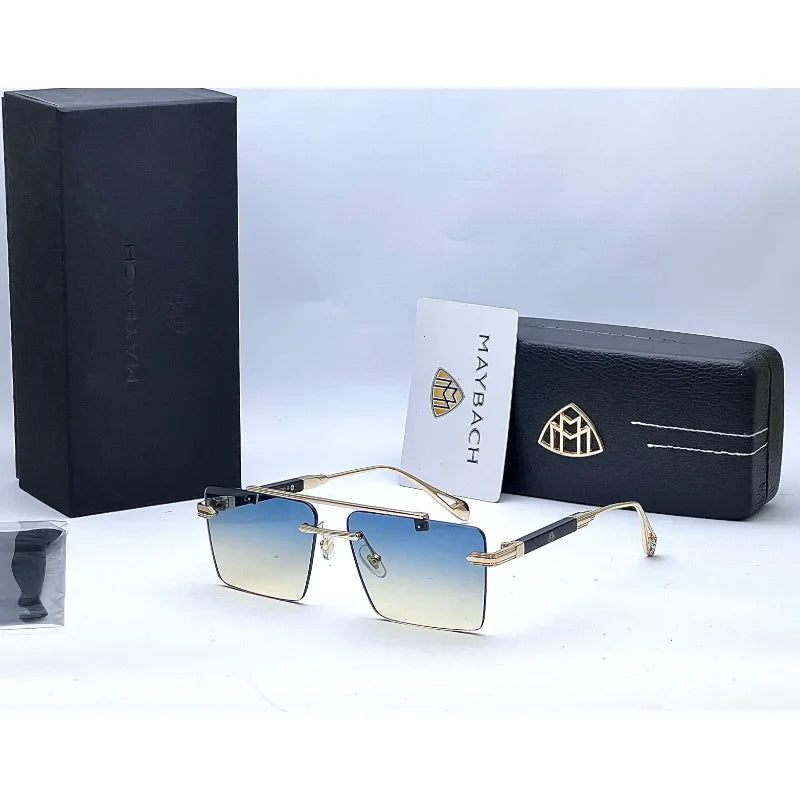 Square Rimless Gradient Sunglasses for Men & Women – Gold Metal UV400 Fashion Shades