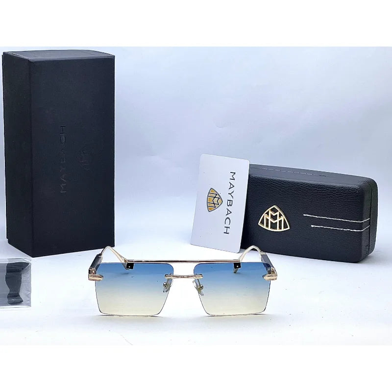 Square Rimless Gradient Sunglasses for Men & Women – Gold Metal UV400 Fashion Shades