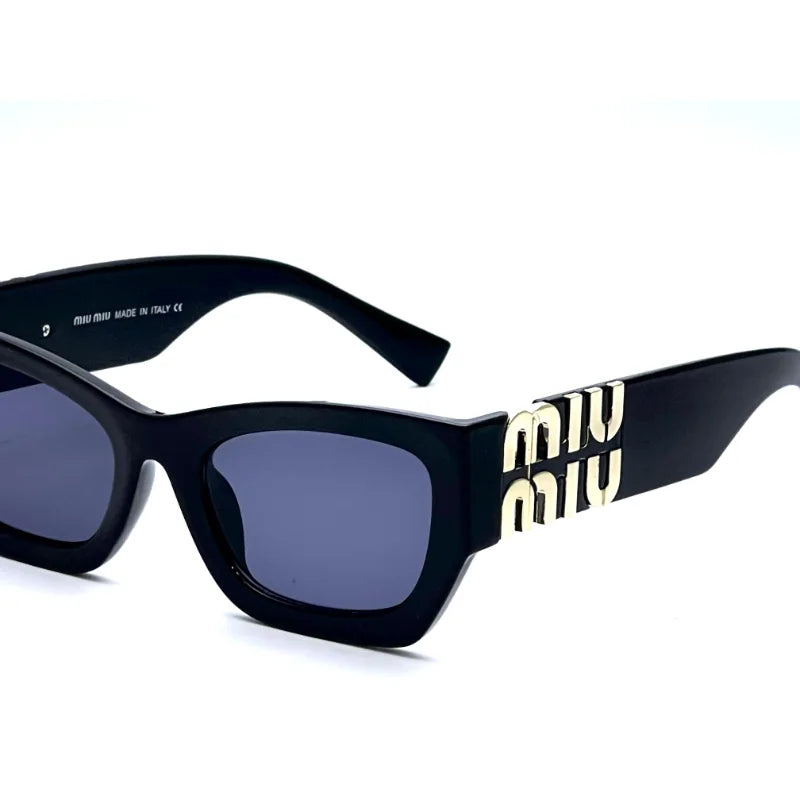 Women’s Rectangular Bold Frame Sunglasses – Glossy Black Shades