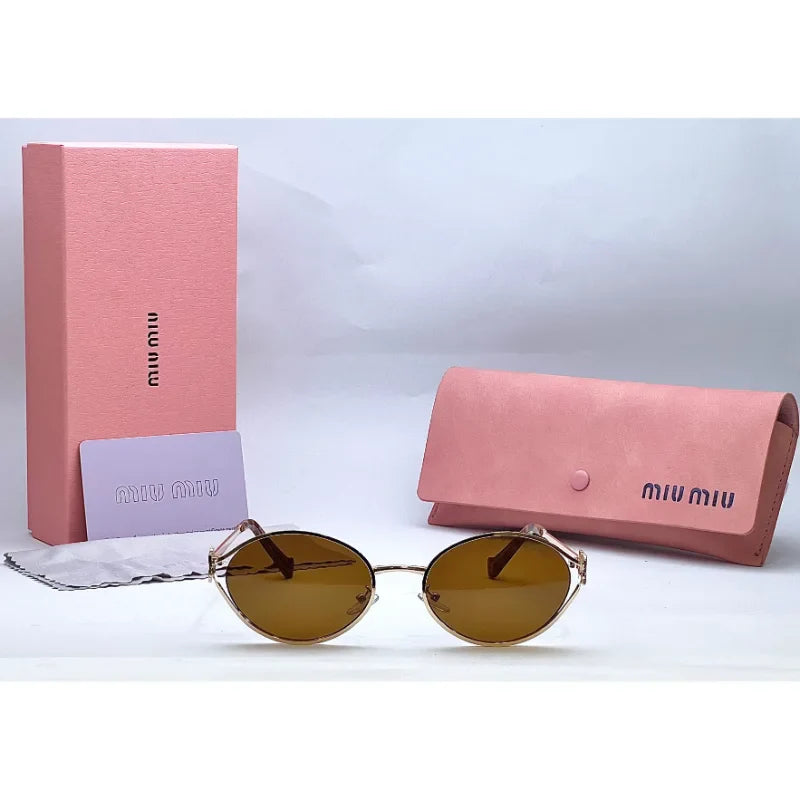 Vintage Oval Metal Sunglasses for Women – Gold Frame with Tinted Lenses