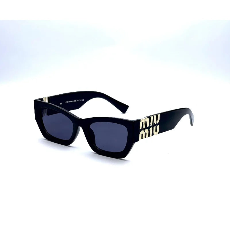 Women’s Rectangular Bold Frame Sunglasses – Glossy Black Shades