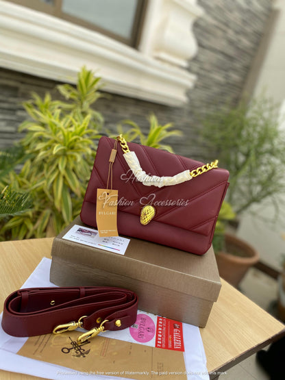 BVL-GARI-Quilted Shoulder Bag with Gold Serpent Clasp