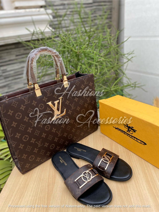 L-V Signature Slides & Tote Combo