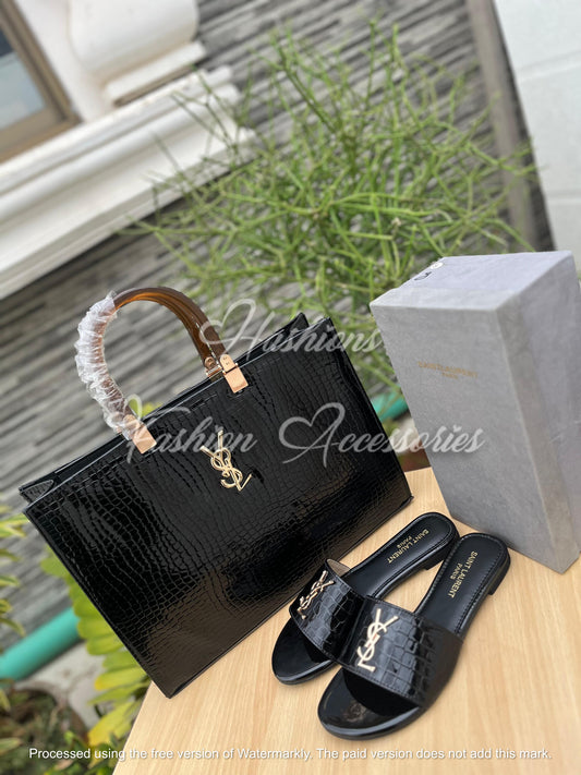 YSL Luxe Croc Combo – Bag & Slides