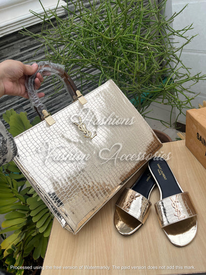 YSL Luxe Croc Combo – Bag & Slides