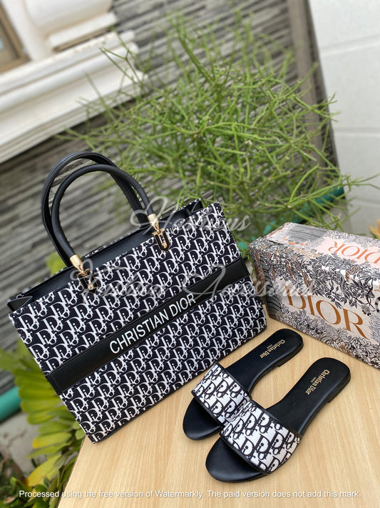 Dior Daywear Set – Shopper Tote & Slides Combo